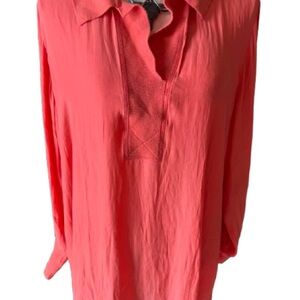 Soft Surroundings Vibrant Coral Blouse